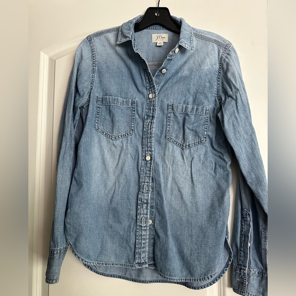 J. Crew Light Blue Denim Button-Up Shirt - Picture 1 of 2